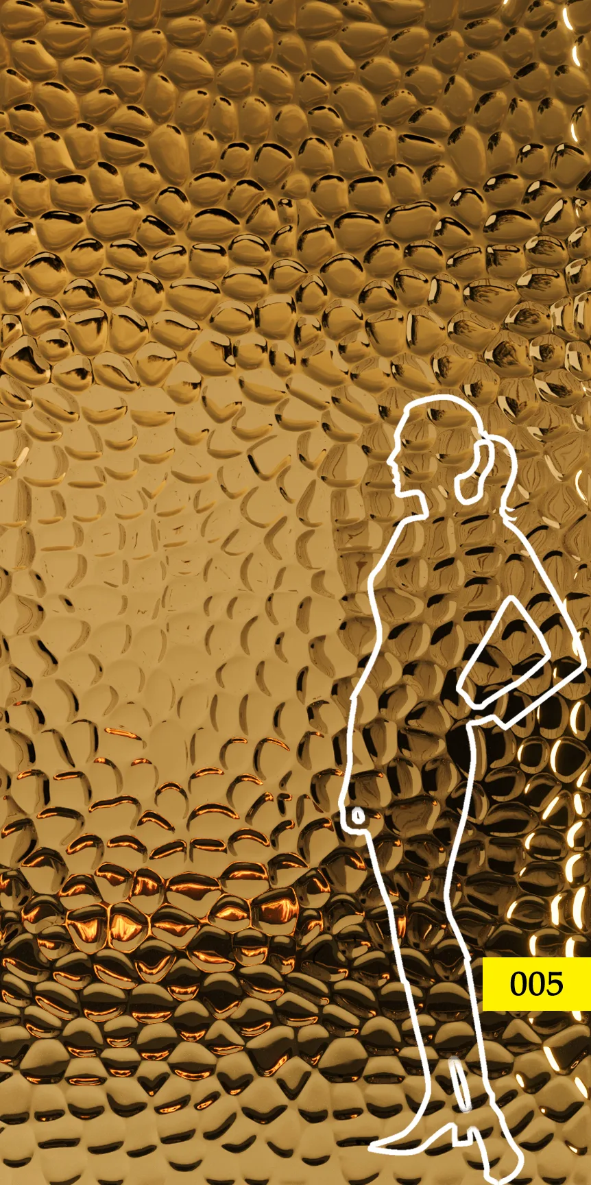 Panel dekoracyjny ze stali nierdzewnej AISI 316 (zewnętrzne) – GOLD fala 005