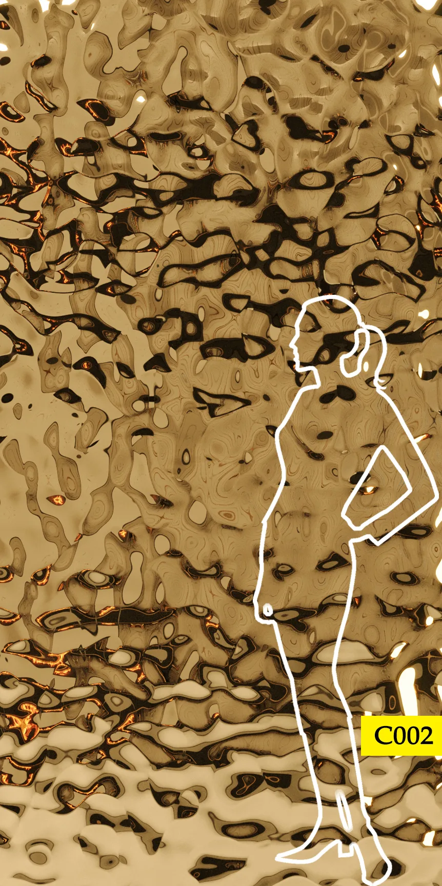 Panel dekoracyjny ze stali nierdzewnej AISI 316 (zewnętrzne) - GOLD fala C002