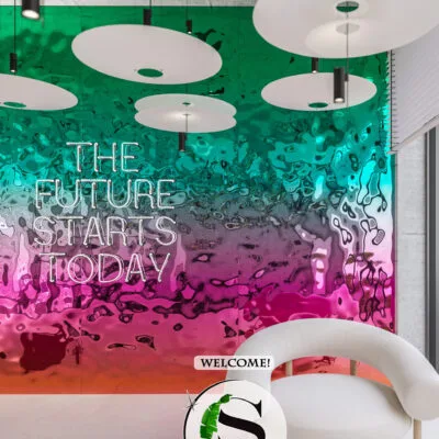 Panel dekoracyjny ze stali nierdzewnej - MULTIPLE COLORED fala 001