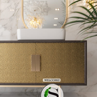 Panel dekoracyjny ze stali nierdzewnej – GOLD fala HAMMERED