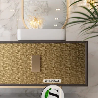 Panel dekoracyjny ze stali nierdzewnej – GOLD fala HAMMERED