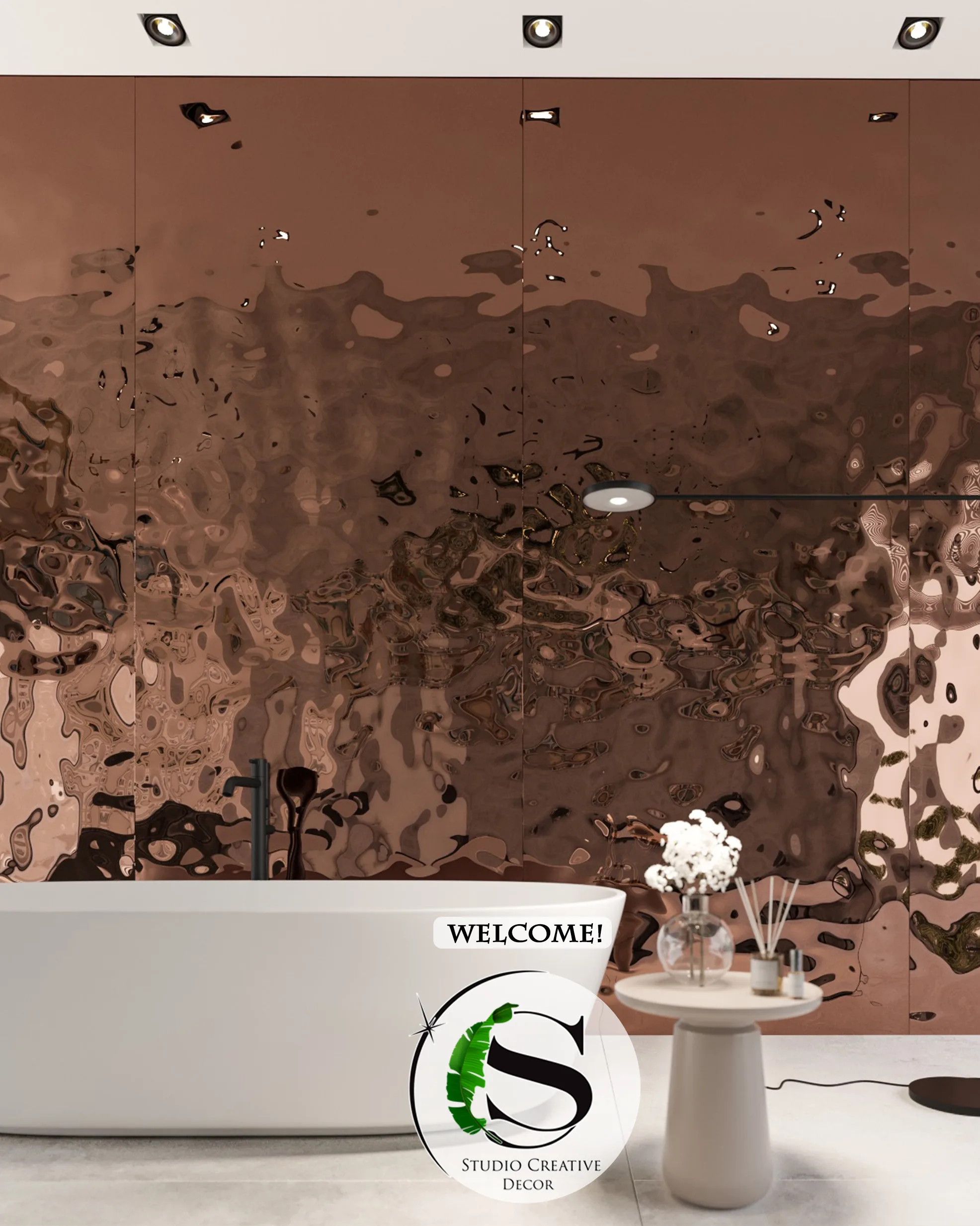 Panel dekoracyjny ze stali nierdzewnej – COPPER fala B002 - obrazek 2