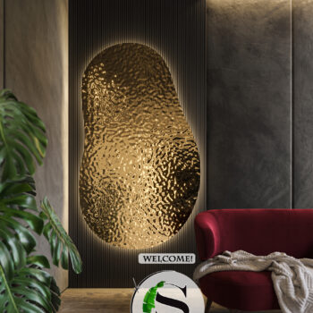 Obraz 3D z panelu dekoracyjnego na podkładzie z oświetleniem LEDowym – GOLD