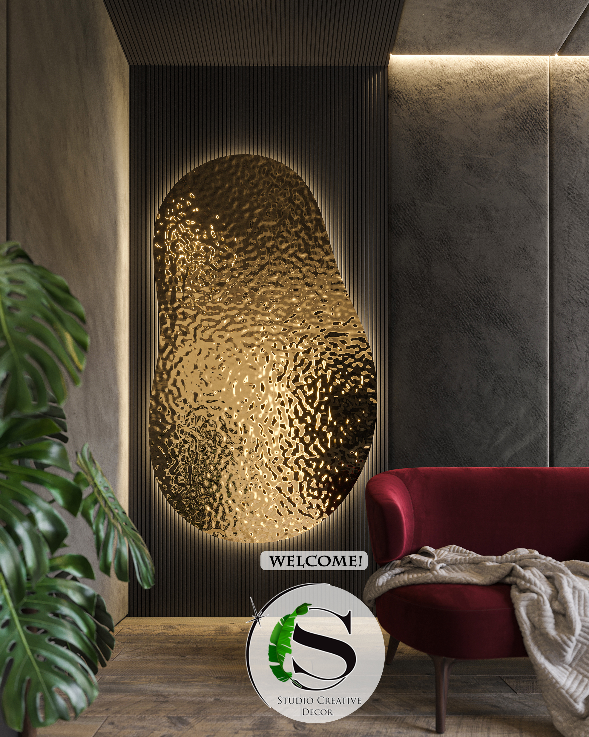 Obraz 3D z panelu dekoracyjnego na podkładzie z oświetleniem LEDowym – GOLD (wersja bez ramki wokół)