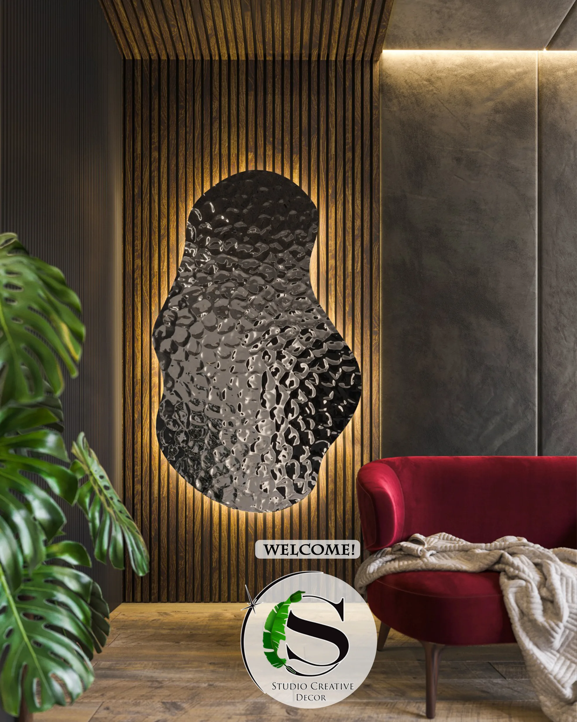 Obraz 3D z panelu dekoracyjnego na podkładzie z oświetleniem LEDowym - BLACK (wersja bez ramki wokół)