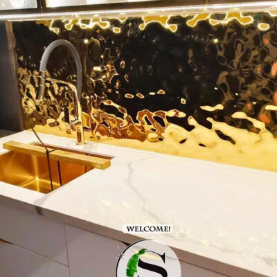 Panel dekoracyjny ze stali nierdzewnej – GOLD fala 001