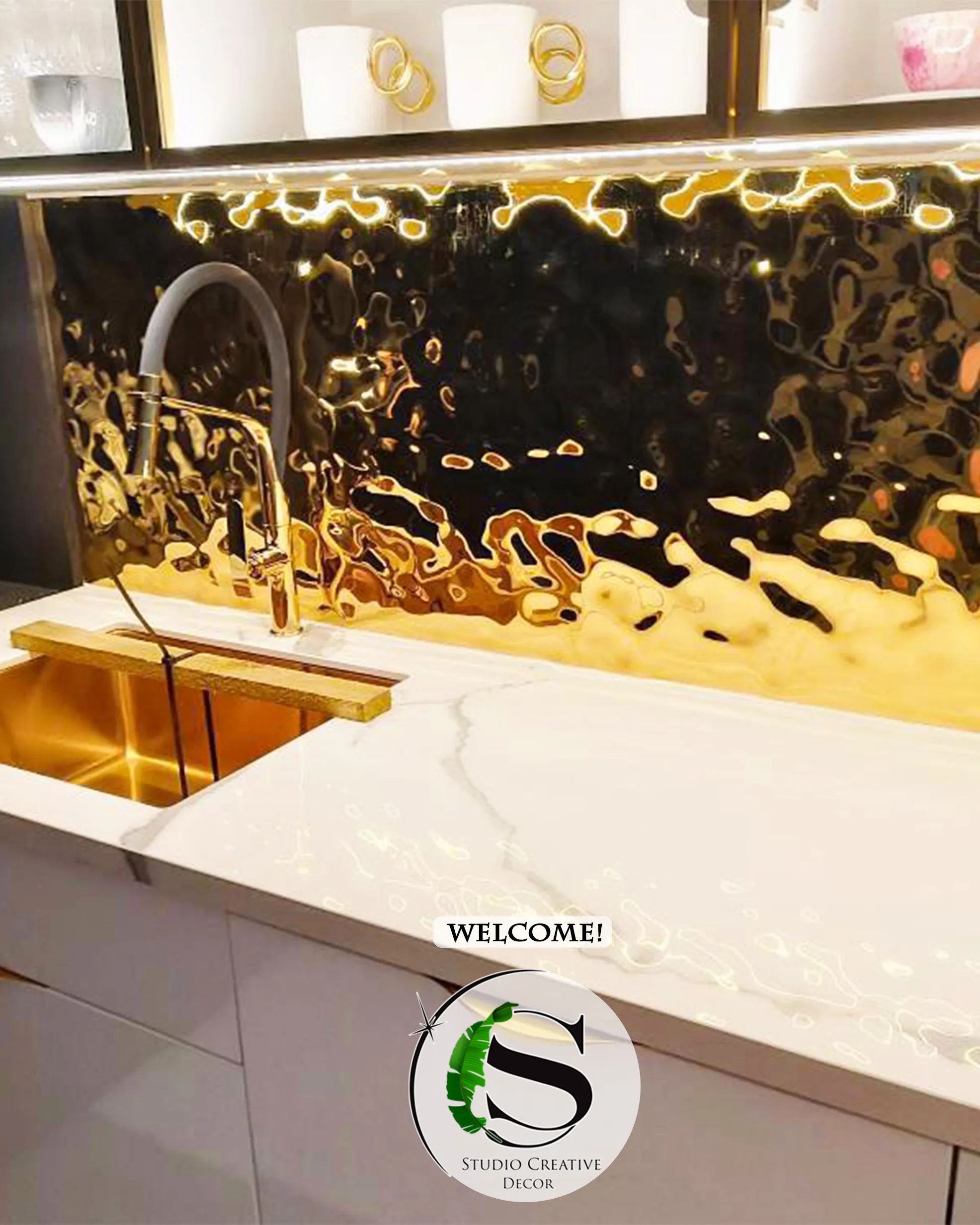 Panel dekoracyjny ze stali nierdzewnej – GOLD fala 001 - obrazek 2