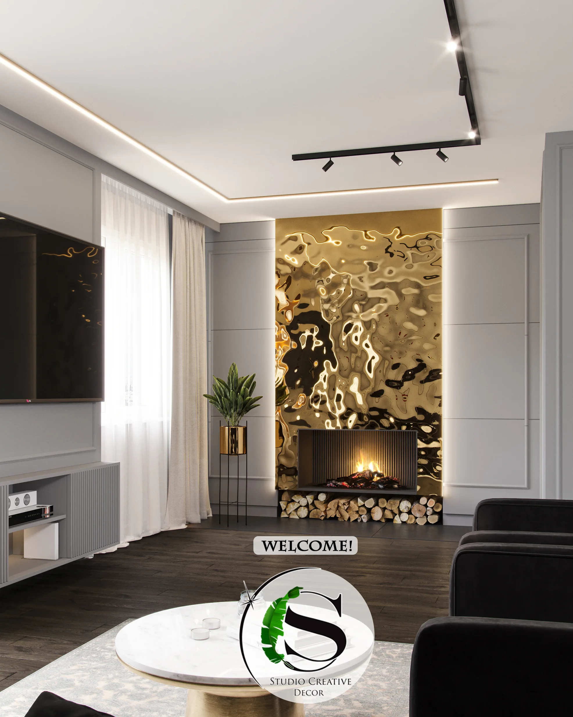 Panel dekoracyjny ze stali nierdzewnej - GOLD fala C002 - obrazek 4