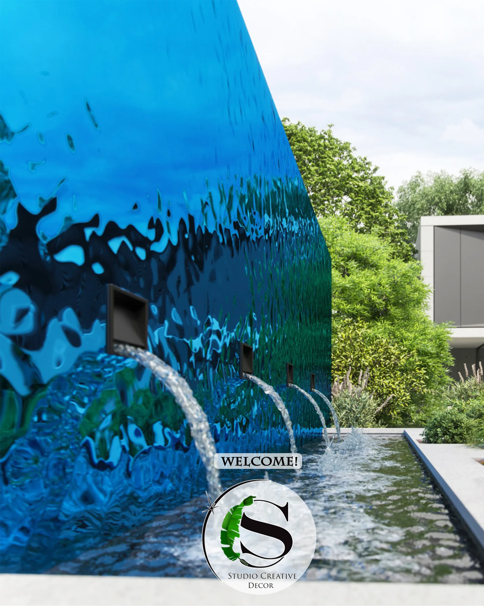 Panel dekoracyjny ze stali nierdzewnej - BLUE fala C002 - obrazek 4