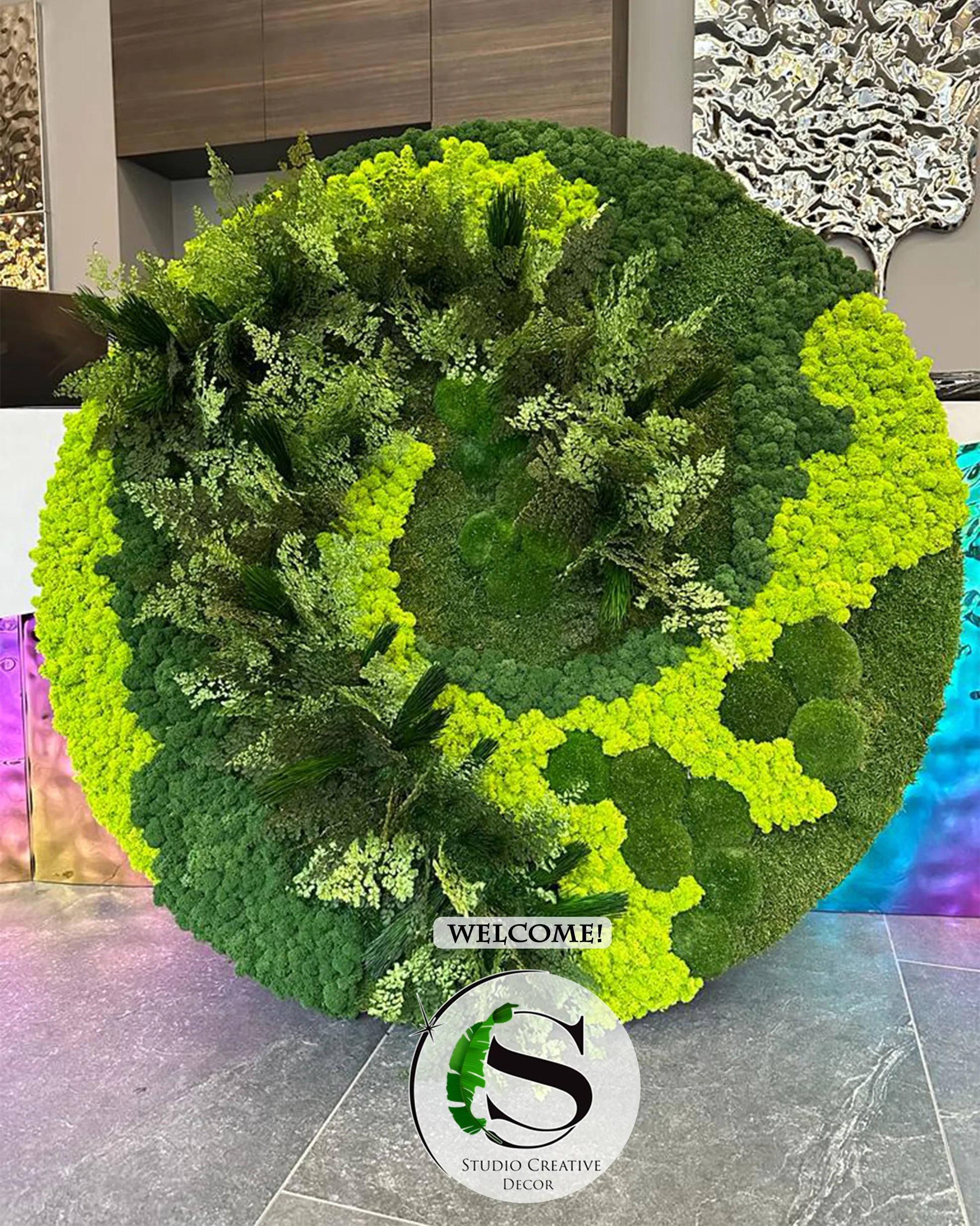 Obraz z Mchów i Roślin Stabilizowanych - śr. 120 cm