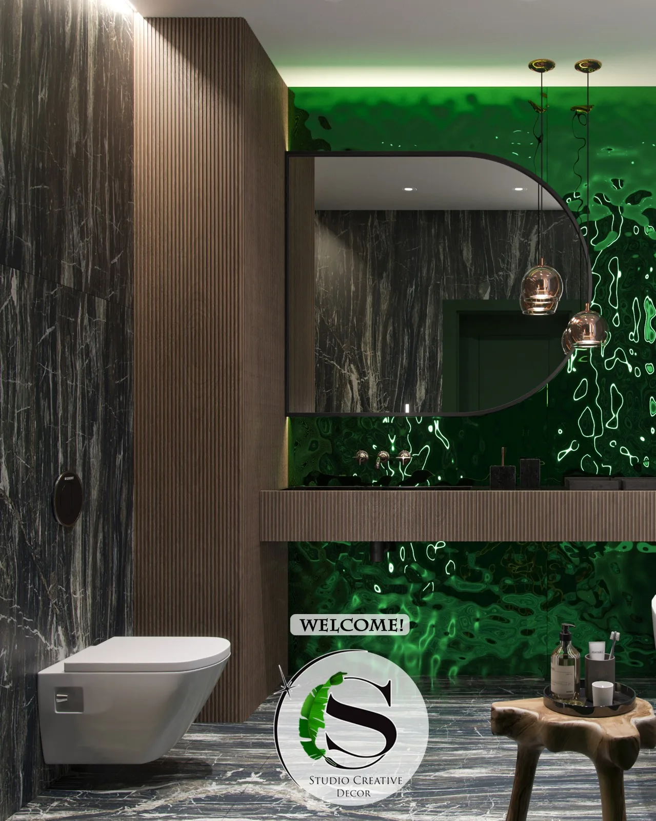 Panel dekoracyjny ze stali nierdzewnej – GREEN fala 001 - obrazek 2