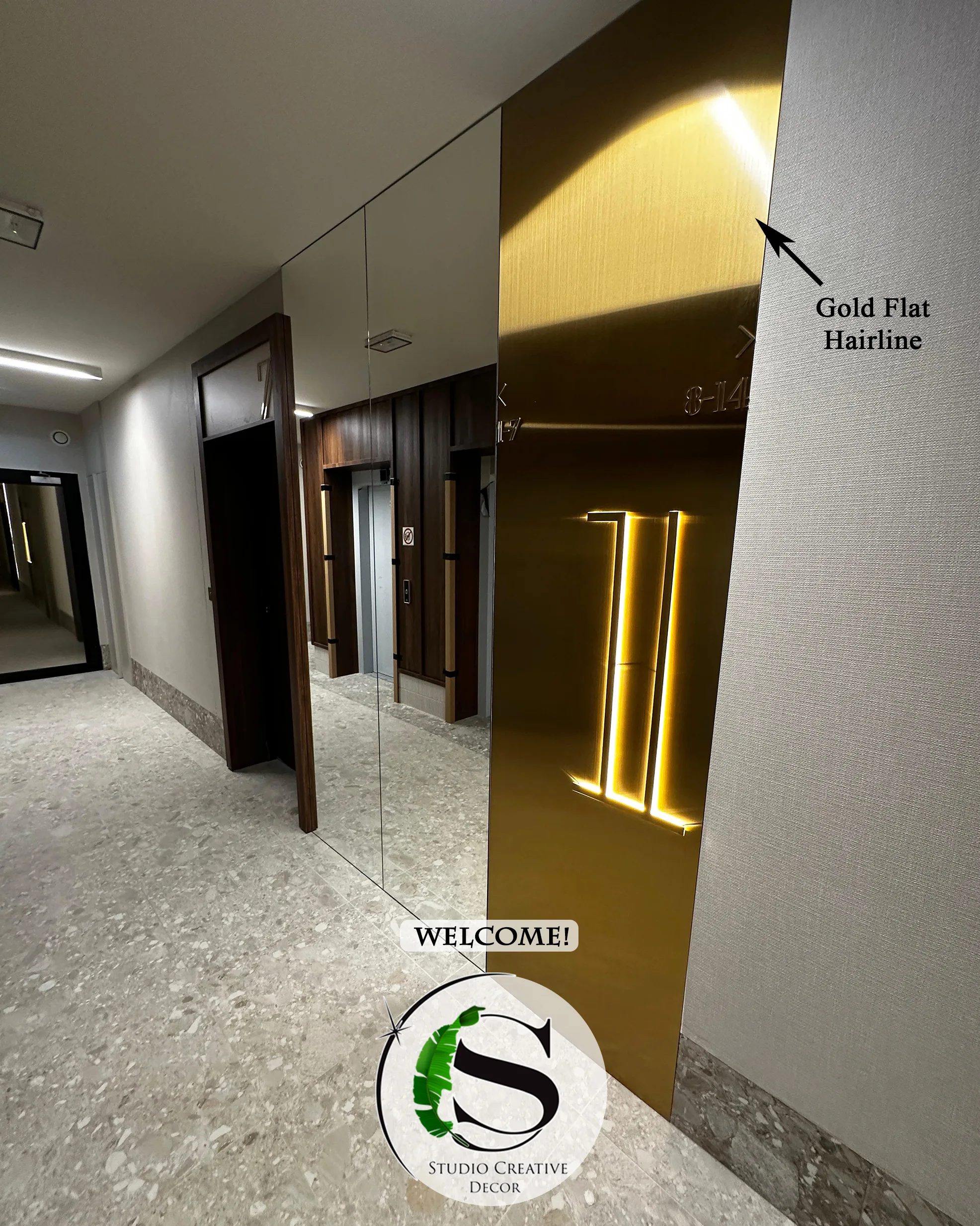 Panel dekoracyjny ze stali nierdzewnej płaski szczotkowany – GOLD FLAT HAIRLINE - obrazek 4