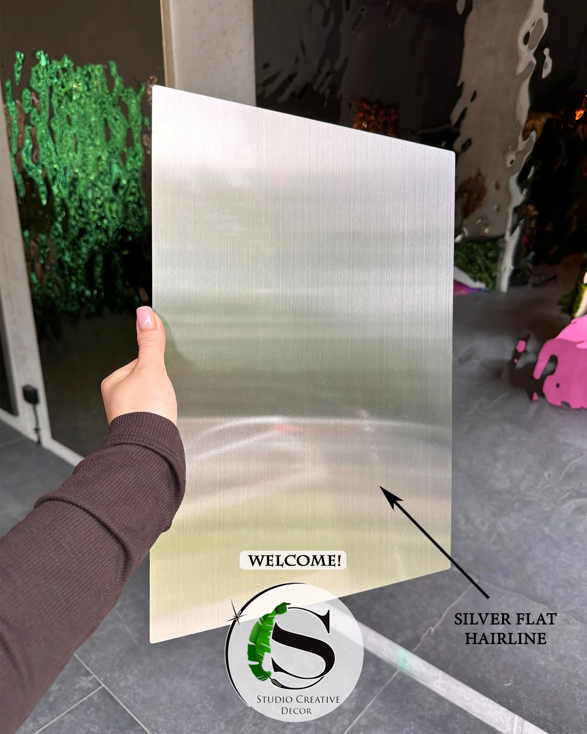 Panel dekoracyjny ze stali nierdzewnej płaski szczotkowany – SILVER FLAT HAIRLINE - obrazek 3